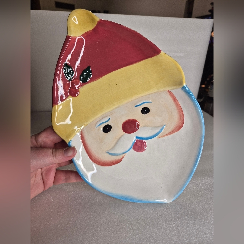 Elaine Thompson Ol St. Nick Ceramic Christmas Cookie Plate
